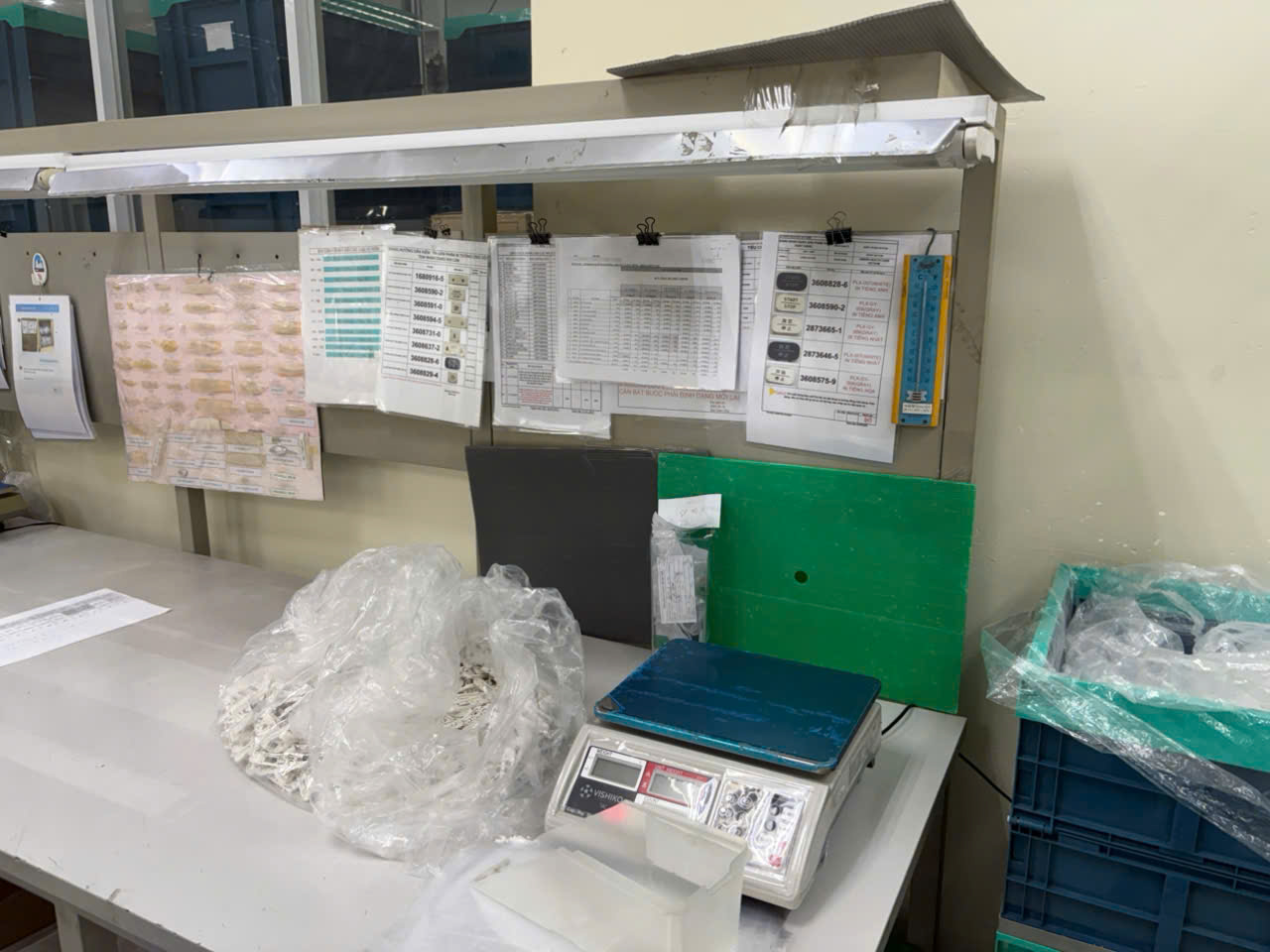 Quality inspection station at Vietnam injection molding factory