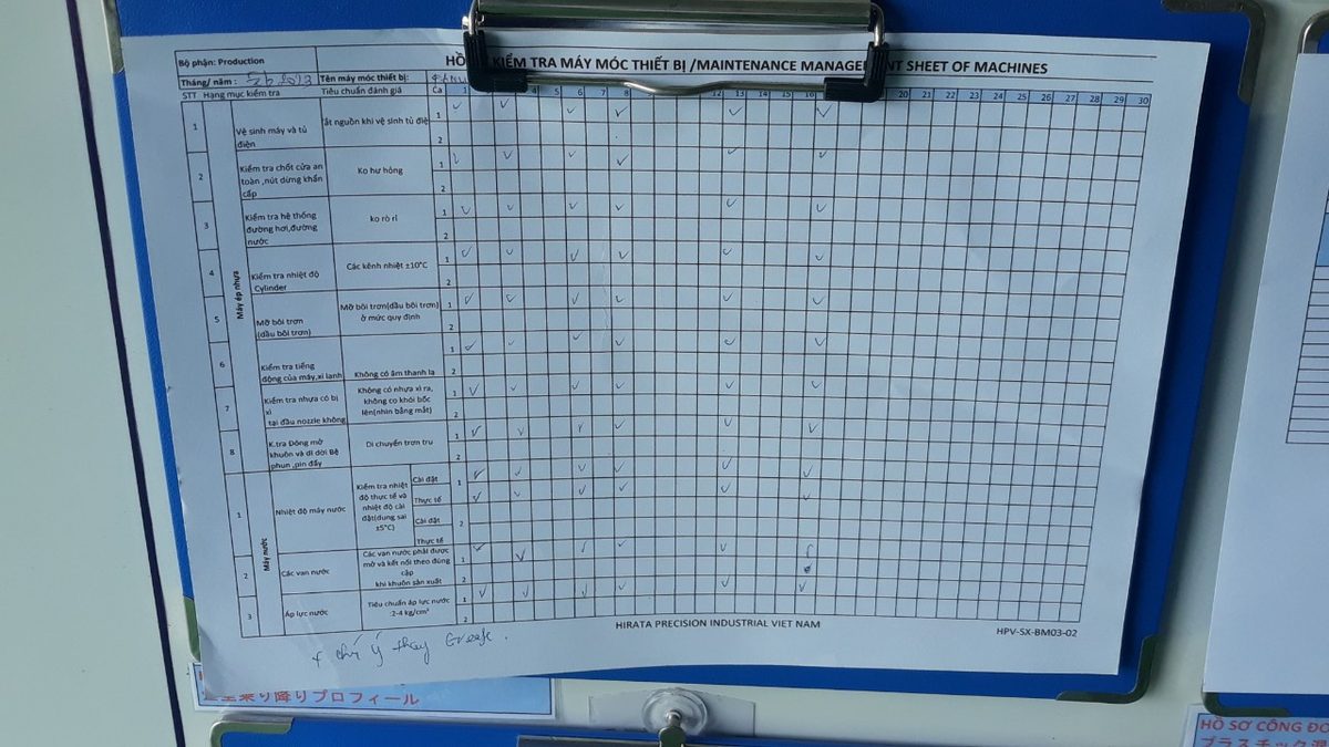Machine inspection records